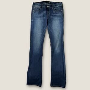 Express Size 4R Barely Boot Stella Low Rise Dark Blue Denim Jeans Y2K